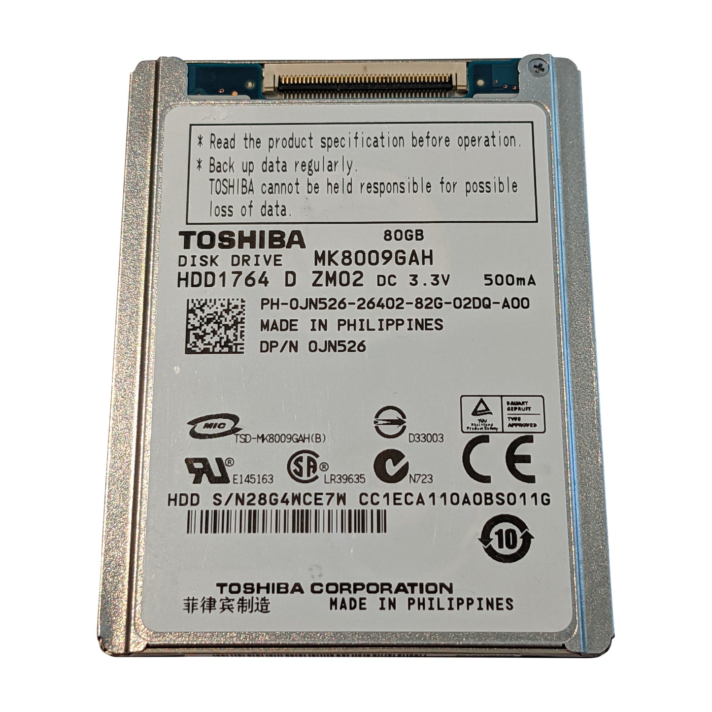 iPod Classic / Video 5th 5.5 Gen 80GB Thick MK8009GAH HDD Refurbished