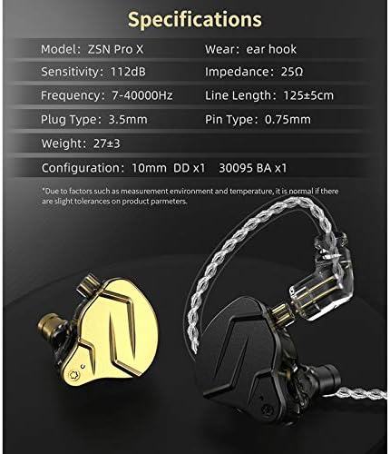 KZ ZSN Pro X Metal Bass Earphones 1BA+1DD Hybrid Technology HIFI In Ear Monitor - GOLD with Mic