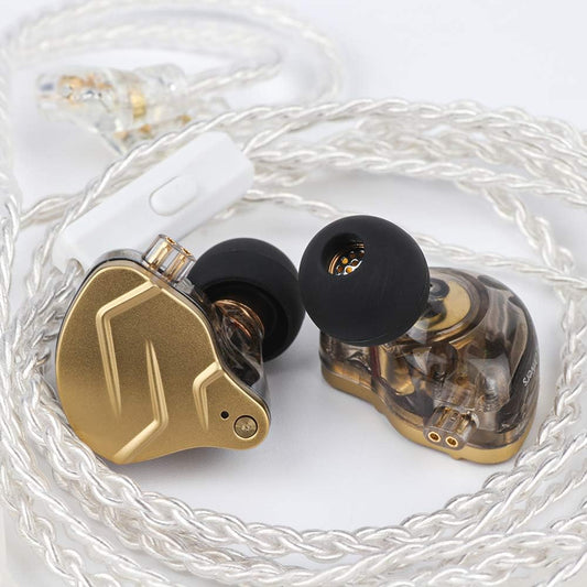 KZ ZSN Pro X Metal Bass Earphones 1BA+1DD Hybrid Technology HIFI In Ear Monitor - GOLD with Mic