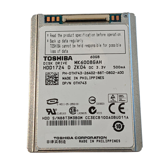 iPod Classic / Video 5th 5.5 Gen 60GB Thick MK6008GAH Replacement HDD Refurbished